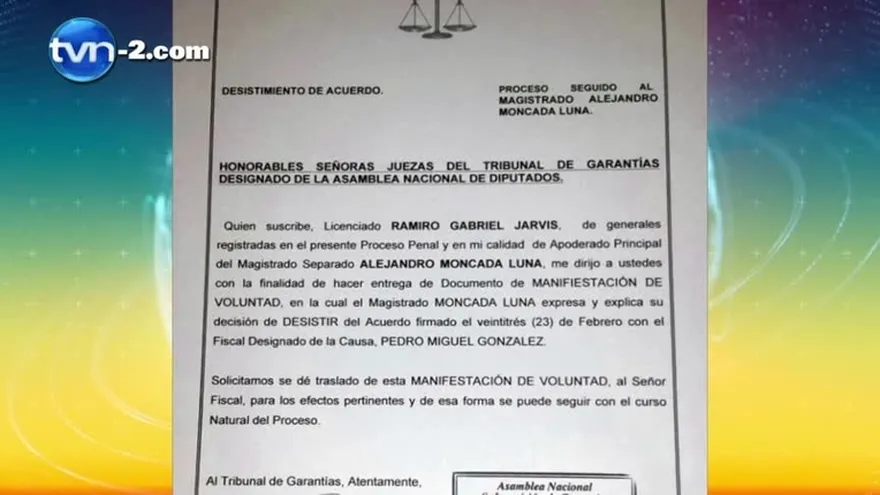 Moncada Luna desiste de acuerdo previo a la audiencia