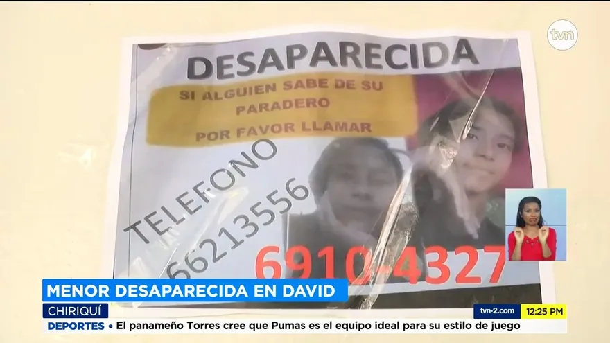 Ocho días lleva desaparecida una menor de edad en David, Chiriquí