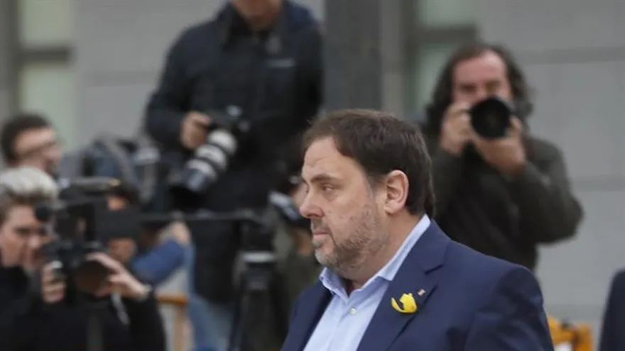 El vicepresidente cesado de la Generalitat de Cataluña, Oriol Junqueras, a su llegada a la sede de la Audiencia Nacional.