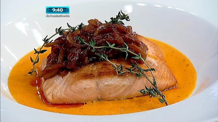 Salmón en crema de Azafrán