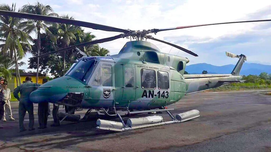Helicóptero del Senan asignado a ayudar a autoridades costarricenses ante afectaciones por lluvias.