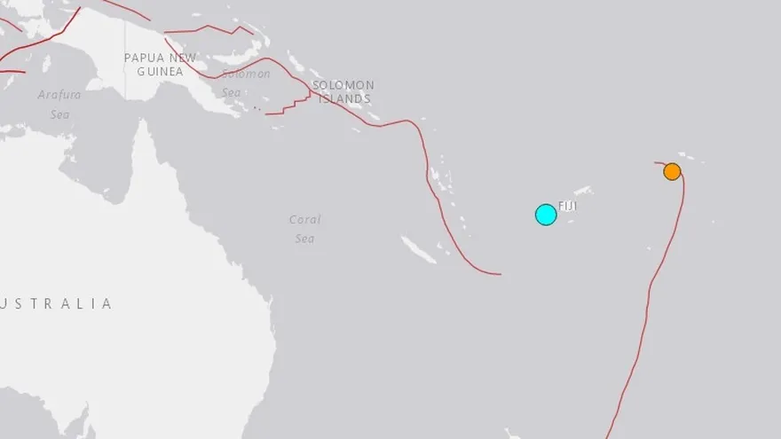 Ubicación del terremoto en Fiyi.