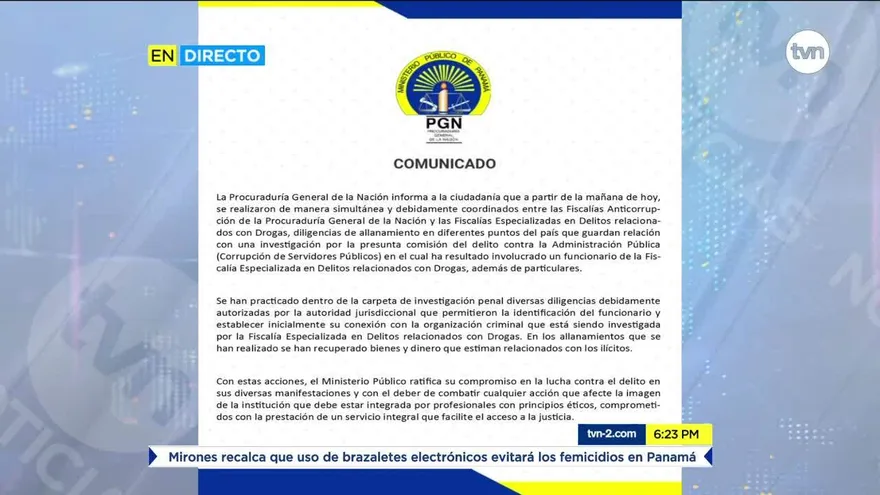 Ministerio Público mantiene investigación a funcionario de la Fiscalía de Drogas