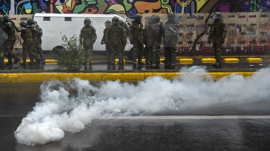 Manifestantes mapuches en Chile.