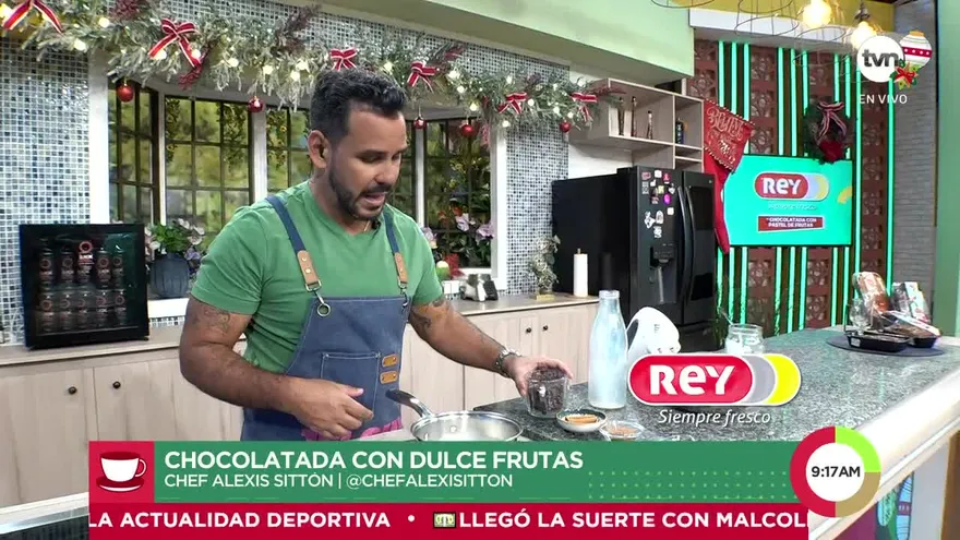 Chocolatada con dulce de frutas