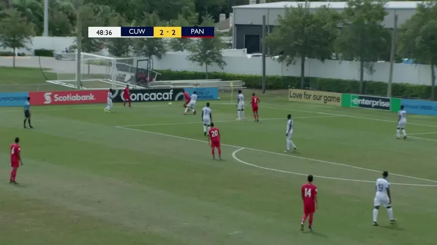 Gol de Jian Carlos Castillo al minuto 49 Curazao vs Panamá Premundial Sub-17 de Concacaf