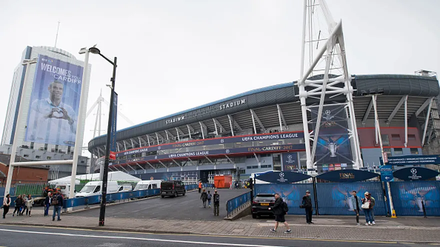 Fachada del  Millenium Stadium, a pocos días de la final de la 'Champions'
