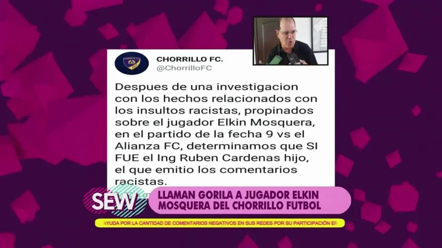 Llaman "gorila" al jugador Elkin Mosquera del Chorrillo FC
