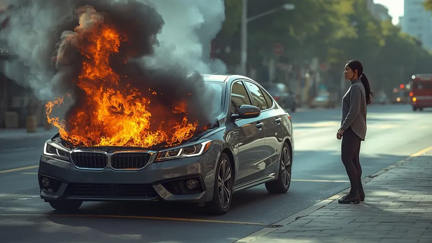 Imagen con fines ilustrativo de auto incendiándose