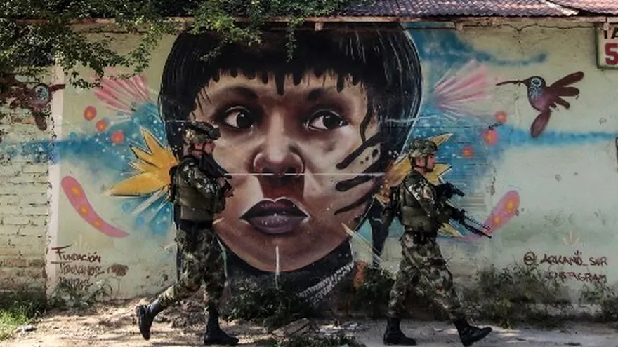 Militares colombianos en el municipio de Tibú
