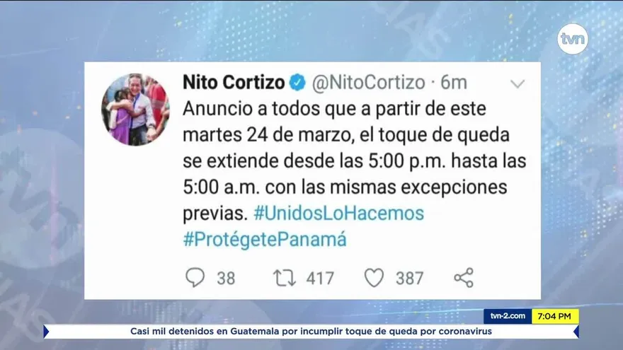 Extienden toque de queda de 5:00 p.m. a 5:00 a.m. en Panamá