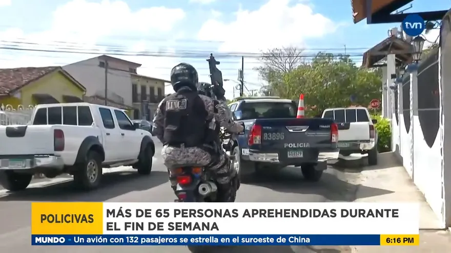 Más de 65 personas aprehendidas durante el fin de semana