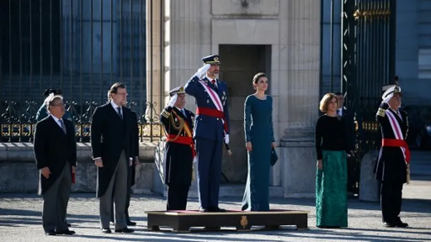 Ceremonia de la Pascua Militar en las afueras del Palacio Real en Madrid