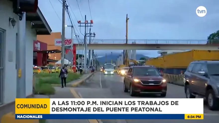 Desmontaje de puente peatonal por trabajos de la Línea 3