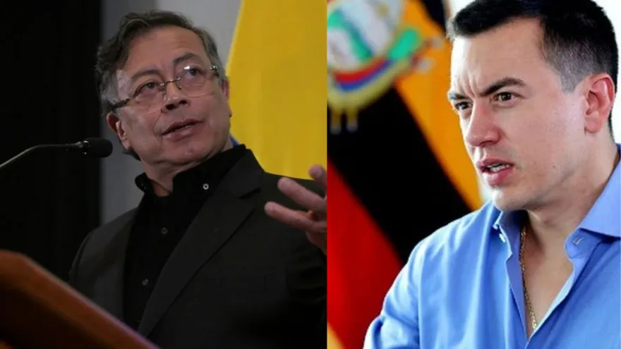 De izq a der. Gustavo Petro, presidente de Colombia y Daniel Noboa, presidente de Ecuador.