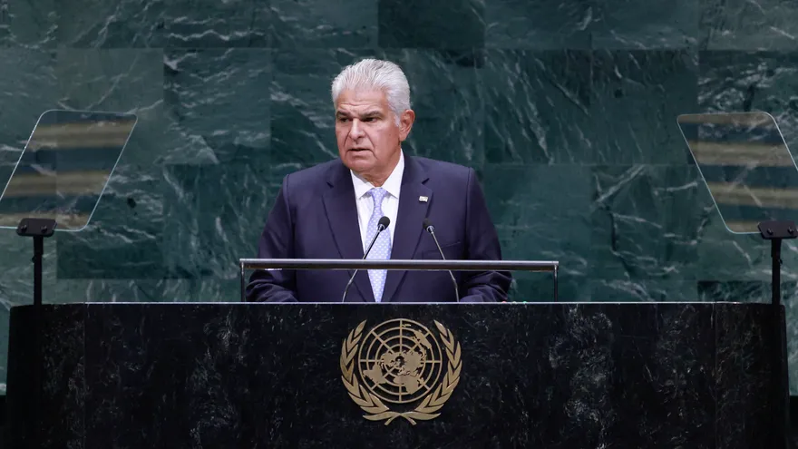 El presidente de la República de Panamá, José Raúl Mulino, habla en la versión 81 de la Asamblea General de la ONU.