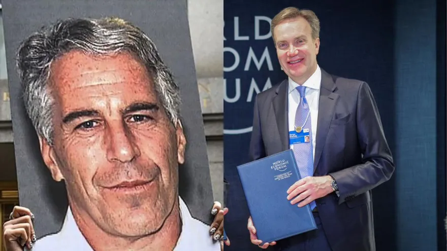 El expresidente del Foro Económico Mundial (WEF), Borge Brende, (Derecha) y el empresario Jeffrey Epstein (Izquierda).