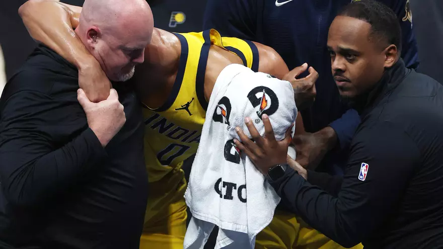 Tyrese Haliburton lesionado en la final de la NBA