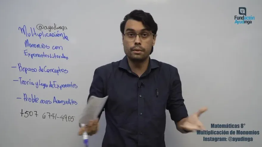 Ayudinga Matemáticas 8° - Multiplicación de Monomios con Exponentes Literales Parte II 7 de abril de 2020