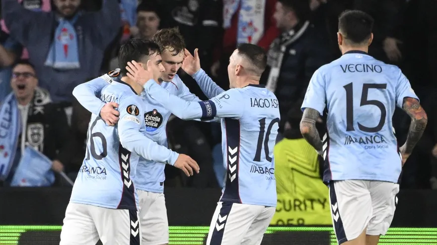 Jugadores del Celta de Vigo celebran