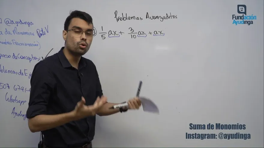 Ayudinga Matemáticas 8° - Suma y Resta de Monomios con Coeficientes Fraccionarios Parte V 4 de mayo de 2020
