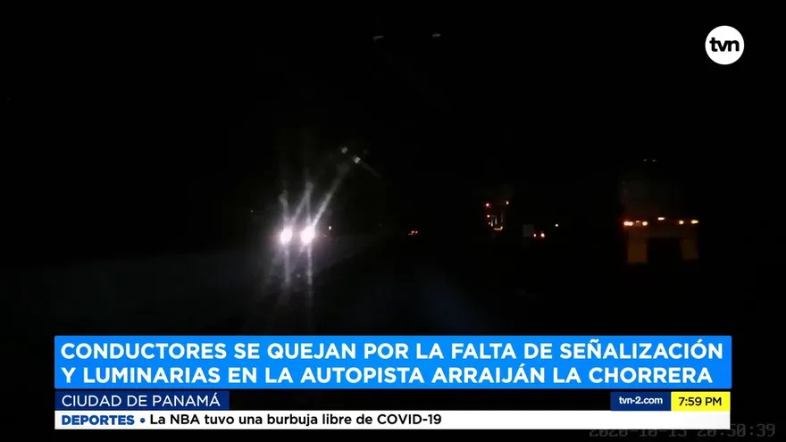 Falta de señalización y luminarias en autopista Arraiján-La Chorrera