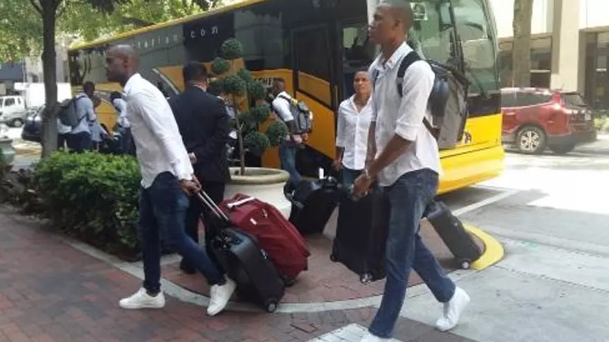 Jugadores de la Selección de Panamá a su llegada a Orlando