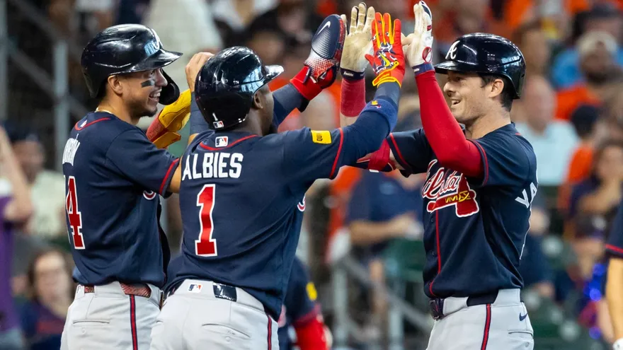 Jugadores de los Bravos celebran