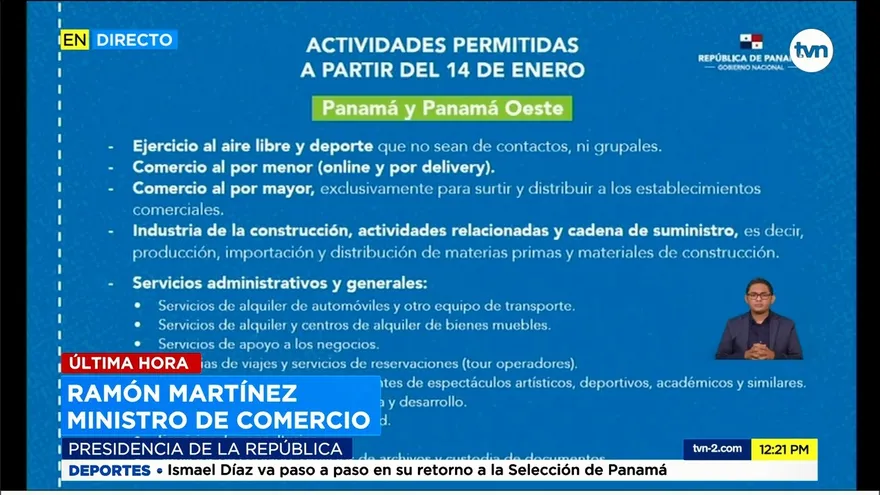 Ministro de Comercio da a conocer plan de reactivación de actividades a partir del 14 de enero