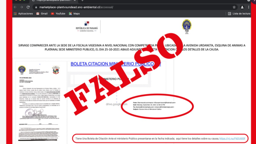 Ministerio Público advierte sobre correo electrónico malicioso enviado a su nombre
