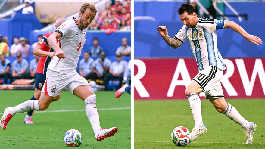 Harry Kane (capitán de Inglaterra) y Lionel Messi (capitán de Argentina)