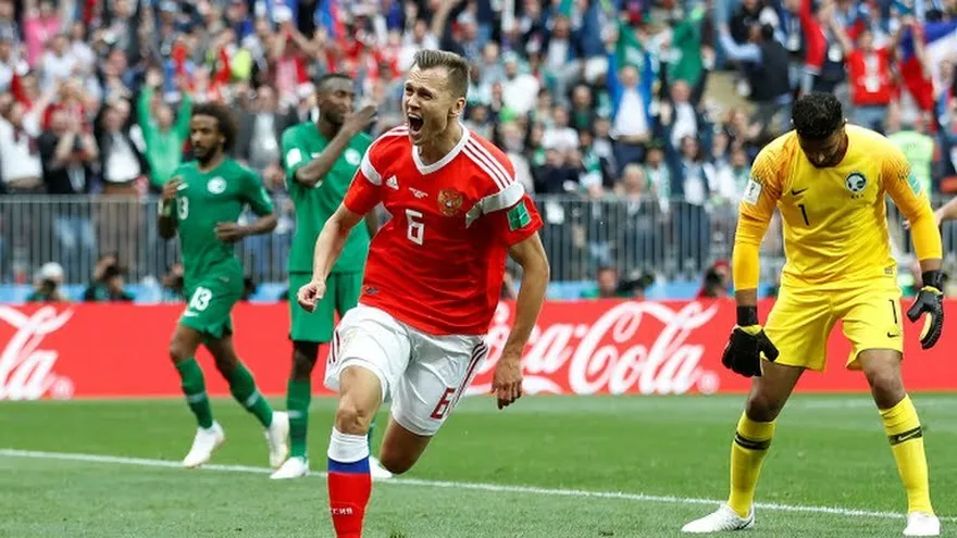 Gol de Denís Chéryshev. Rusia 2 -0 Arabia Saudi