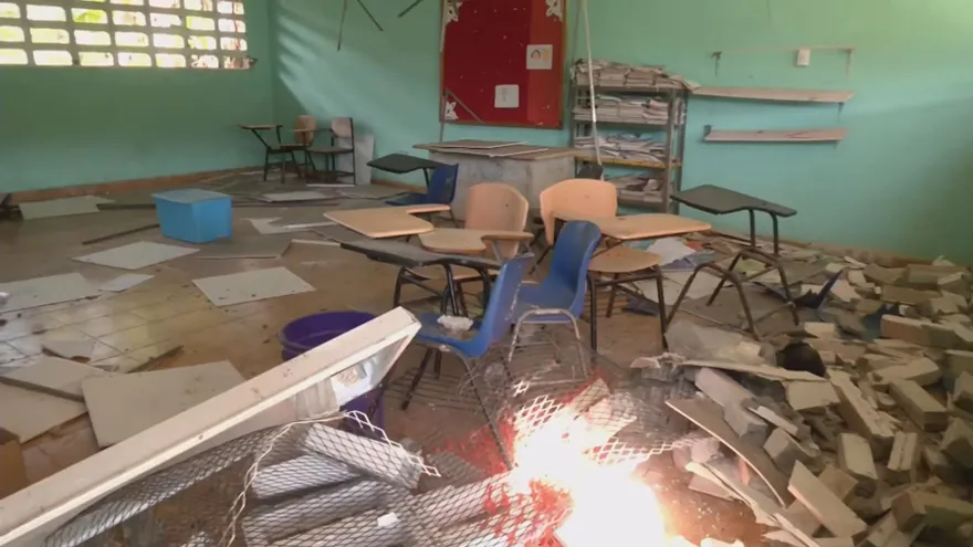 Imagen de daños por el sismo a una escuela en Veraguas.