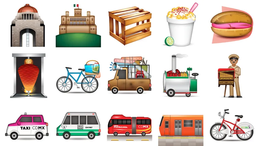 Fotograma de pantalla cedido hoy, viernes 29 de diciembre de 2017, por el diseñador Mario Flores, en el que se observan varios emoticones alusivos a Ciudad de México (México).