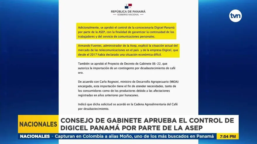 Gabinete aprueba que ASEP tome control de Digicel Panamá