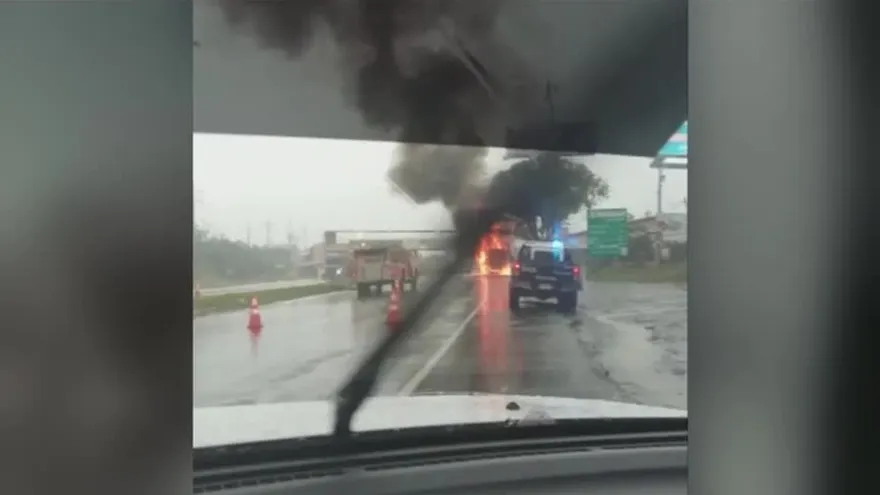 Camión se incendió en San Carlos