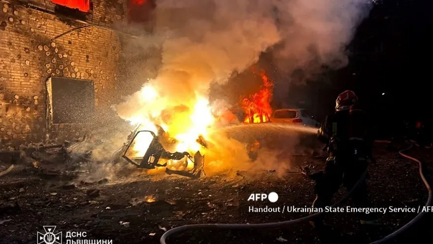 Daños en Ucrania tras ataques ruso con drones.