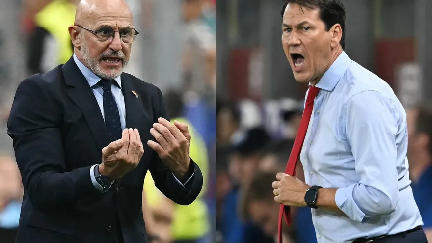 Luis de la Fuente entrenador de España y Rudi García entrenador de Bélgica