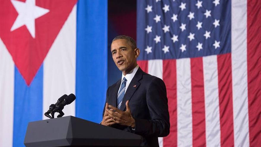 Barack Obama,ante el foro, en el que participan también empresarios estadounidenses y representantes de compañías estatales cubanas en La Habana (Cuba).