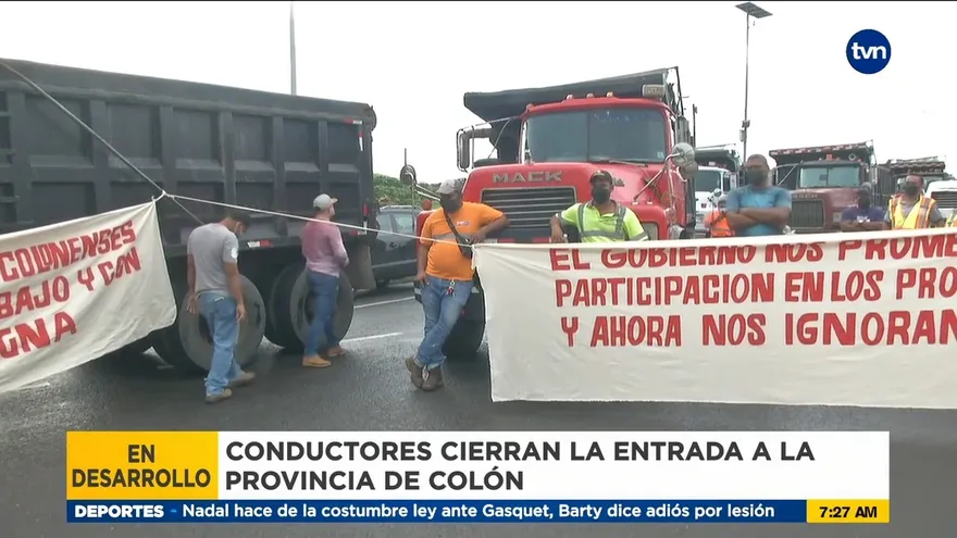 Camioneros protestan en la provincia de Colón
