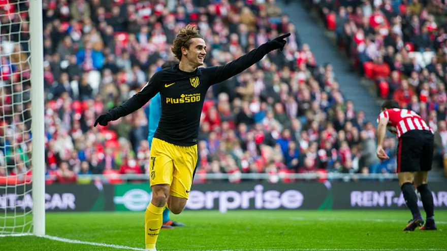 Antoine Griezmann celebra el gol que le anotó al Athletic Club de Bilbao