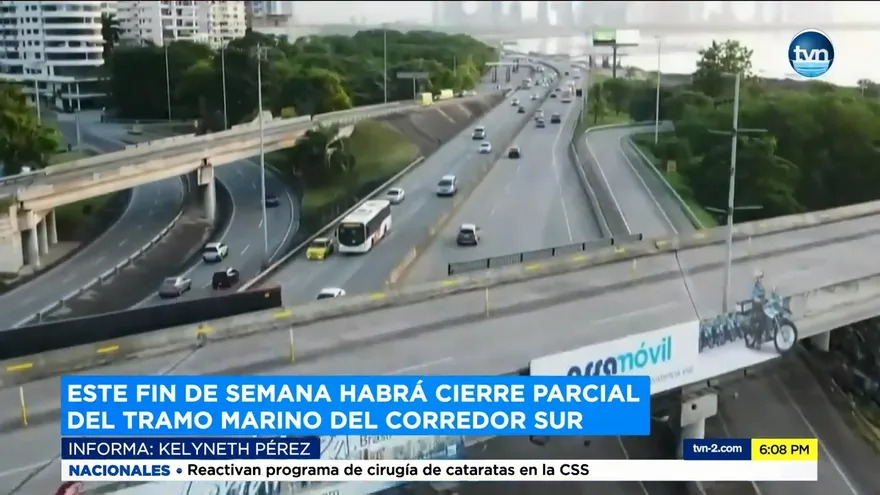 Este fin de semana habrá cierre parcial del tramo marino del Corredor Sur