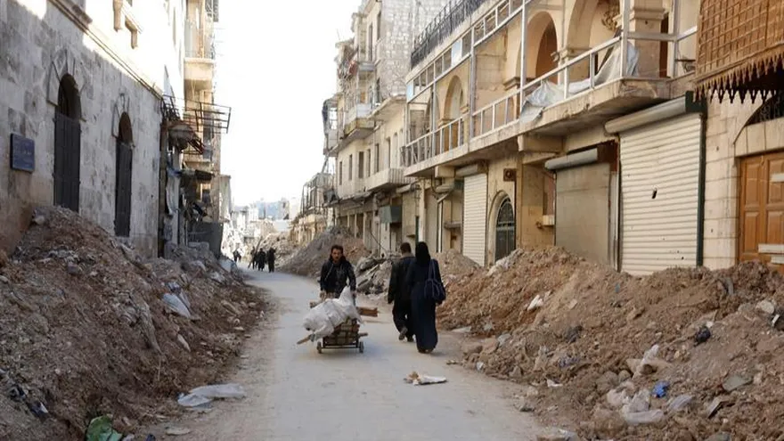 Vista de la Plaza Al-Hatab en un área de Alepo (Siria).