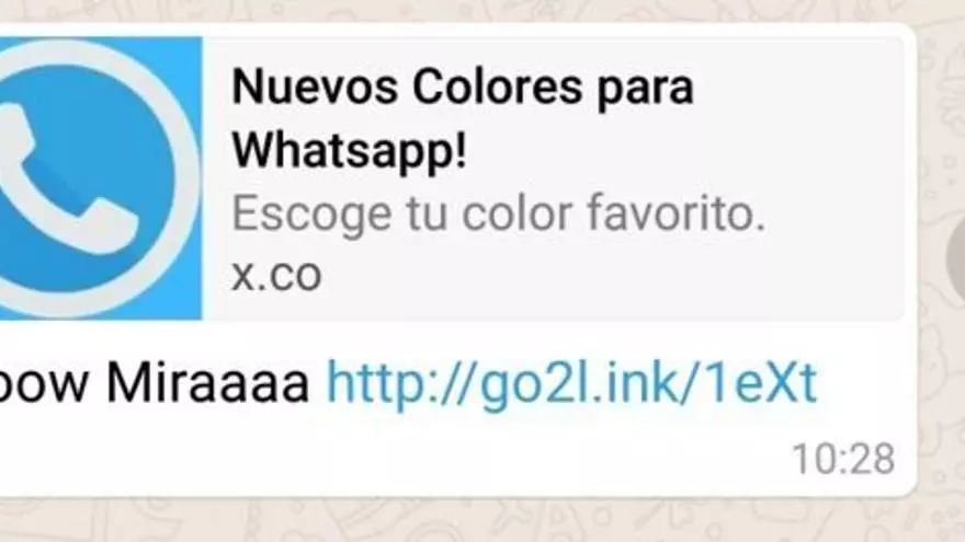 Nueva estafa denominada "WhatsApp de colores".