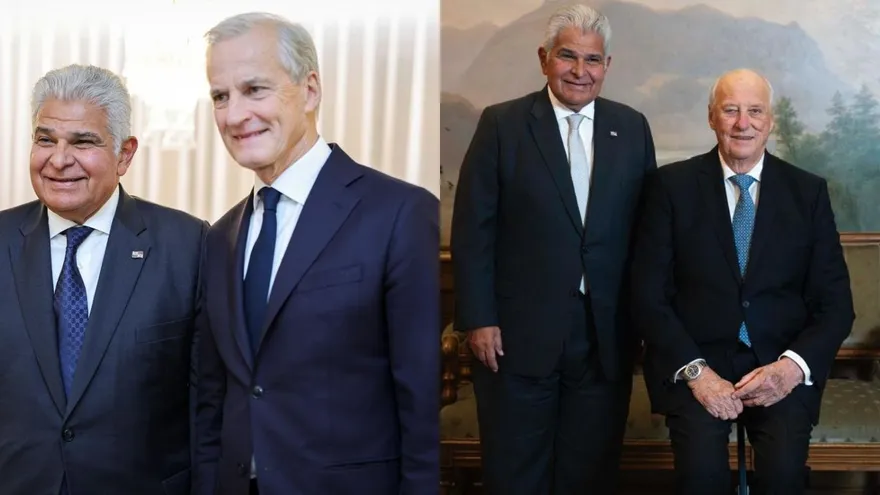 (Izq.) Primer ministro de Noruega, Jonas Gahr Store y el rey Harald V de Noruega (drcha.)