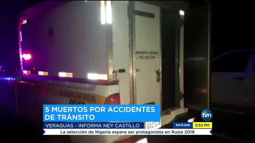 Cinco personas mueren en accidentes de tránsito en Veraguas