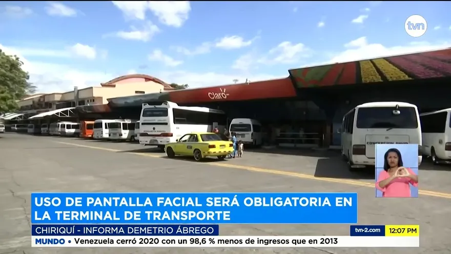 Exigirán uso de caretas faciales en terminal de transporte en Chiriquí