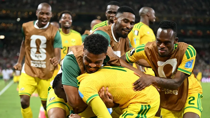 Jugadores de Sudáfrica celebran