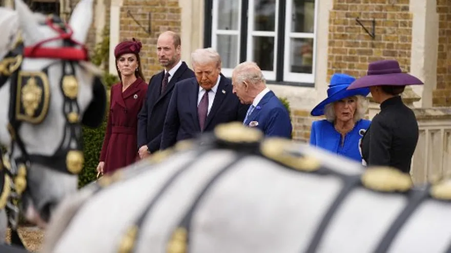 Los príncipes de Gales, Donald Trump, el rey Carlos III de Inglaterra, la reina Camila y Melania Trump