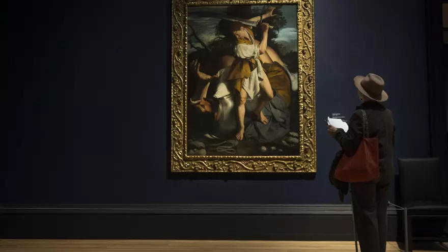 Vista de una obra del maestro italiano Michelangelo Caravaggio, durante la presentación de la exposición "Beyond Caravaggio" por parte de la National Gallery en Londres (Reino Unido)